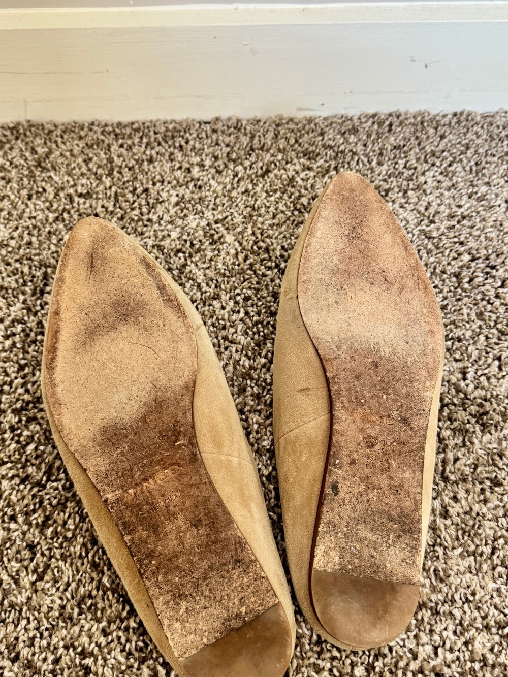 Vince Tan Suede Pointed Backless Mules - Picture 3 of 4